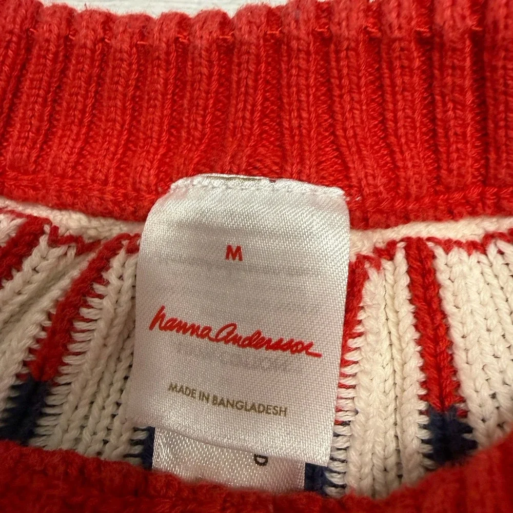 Hanna Andersson fair isle adult sweater navy blue‎ red adult medium